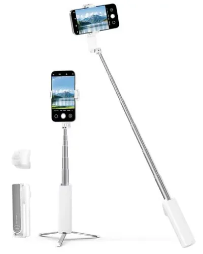viozon 自撮り棒 iPhone スマホ三脚 コンパクト 軽量 伸縮式 スマホスタンド 4~7インチ対応 取り付けるワイヤレスリモコン付 アルミ合金製ポール 安定 セルフィースティック Vlog・旅行・撮影…
