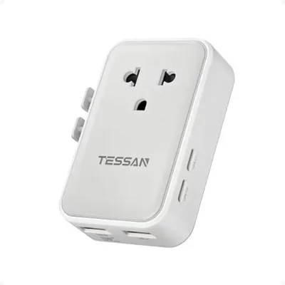 TESSAN 海外 変換プラグ 全世界対応 超薄型海外旅行用コンセント C BF O Aタイプ対応 4USB(2USB-C)付き PD25W急速充電