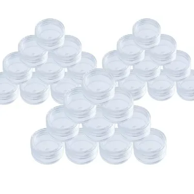 小分け丸ケース 5ml 30個セット プラスチック クリームケース アクセサリーケース ビーズ 化粧品 詰め替え容器 (透明, 30個-5ml)