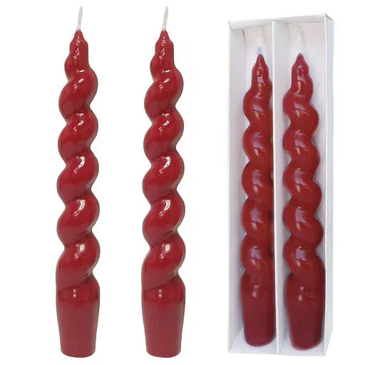 手作りの7.5インチスパイラルキャンドル Candles テーパーキャンドル ホームデコレーション フェス ウェディ ング用 2個入り (Red)