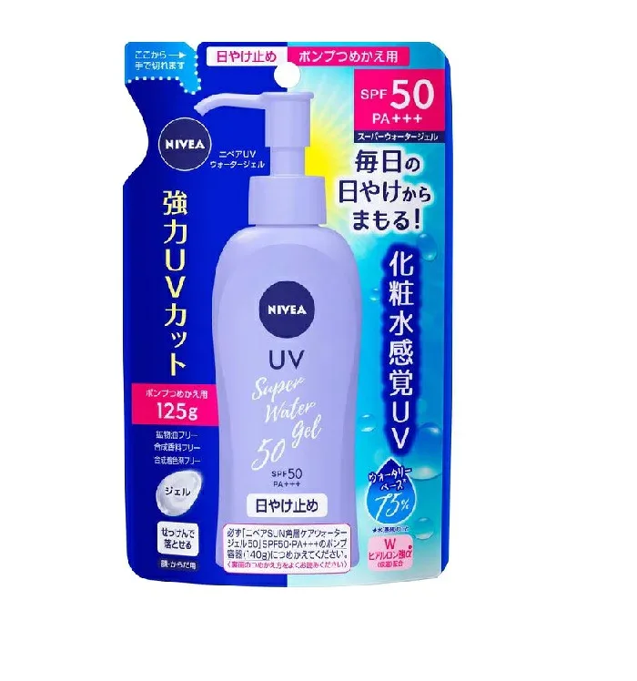 NIVEA ニベアサン ウォータージェル SPF50 詰替え用 125g SPF50 PA+++ 日焼け止め UVジェル スキンケア ヒアルロン酸 保湿 花王