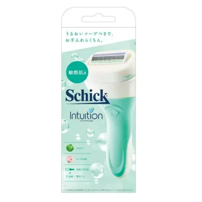 【2セット】 シック イントゥイション 敏感肌用 ホルダー 本体 替刃 1個付 4枚刃 カミソリ ボディケア 剃刀 替刃 モイスチュアソープ ムダ毛 女性 schick
