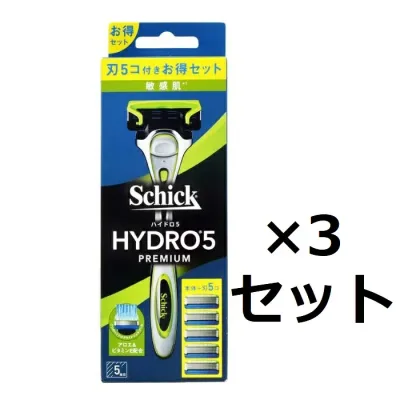 【マラソン中 P5倍】 【3セット】 シック ハイドロ5 プレミアム 敏感肌用 コンボパック (ホルダー(刃付き)+替刃4コ) 5枚刃 カミソリ 剃刀 替刃 髭剃り ひげそり 産毛 T字カミソリ 敏感肌 男性 schick