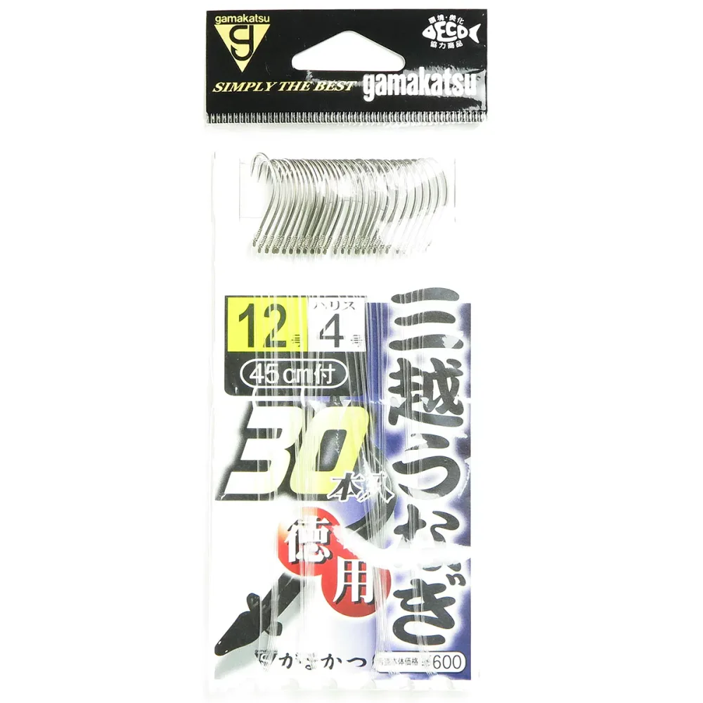 【 まとめ買い7個セット 】 「 がまかつ Gamakatsu 三越うなぎ 糸付 45cm 徳用 サイズ:12号-ハリス4号 入数:30本 茶 」 【 送料無料 】 【 楽天 月間MVP & 月間優良ショップ ダブル受賞店 】