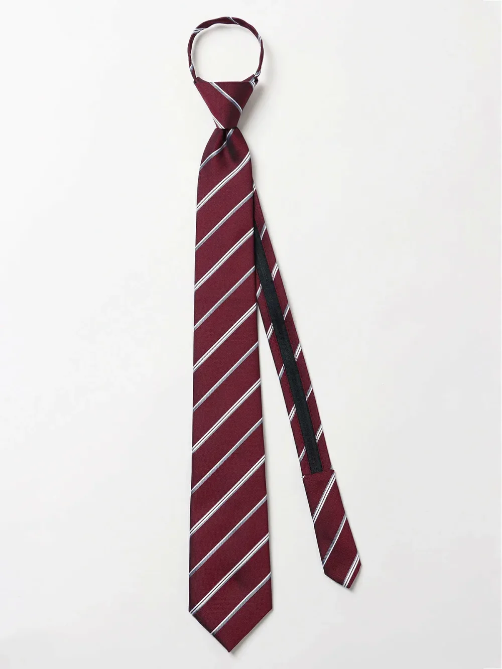 メンズ ネクタイ TIE ワンタッチネクタイ ウォッシャブル ポリエステル ストライプ レッド系 スーツスクエア