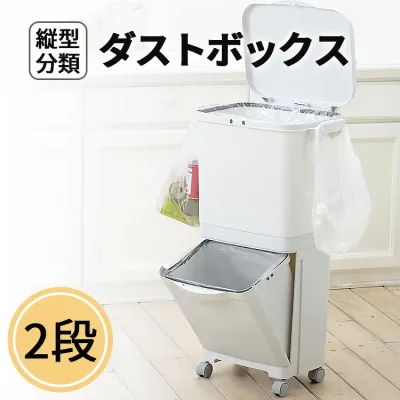 分別ゴミ箱 2段 30リットル 15リットル おしゃれ 分別 キッチン スリム キャスター 北欧 フタ付き 安い シンプル ダストボックス RSD-98 東谷