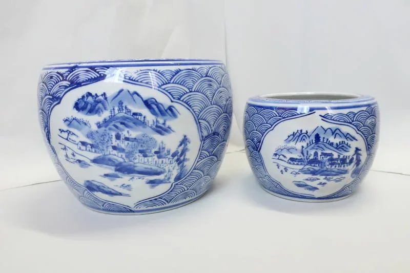 【2個セット販売】手火鉢 山水 大・小セット