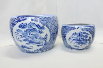 【2個セット販売】手火鉢 山水 大・小セット