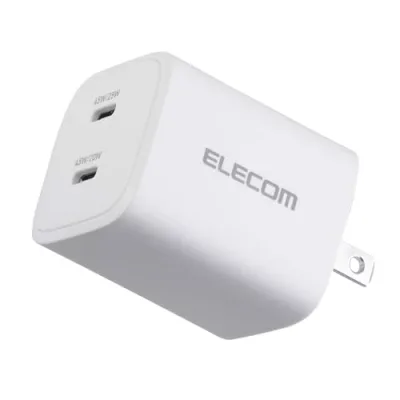 エレコム 充電器 45W 2ポート Type-C USB PD対応 PPS対応 GaN II採用 折りたたみ式プラグ ホワイト EC-AC109