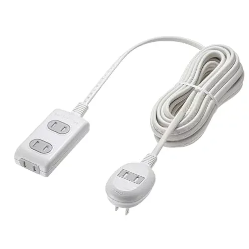サンワサプライ 電源タップ 4個口(本体3+プラグ側1)・2ピン 7m ほこりシャッター 絶縁キャップ L型プラグ TAP-B9-7K
