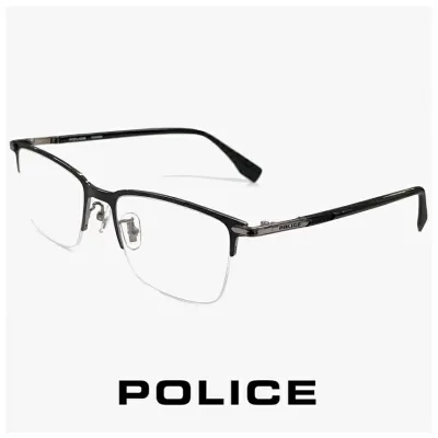 メンズ ポリス メガネ vplt92j-0568 【 度付き 又は 伊達メガネ レンズ 無料 】 VPLT92J POLICE 眼鏡 度入り ダテ眼鏡 クリアサングラス 老眼鏡 対応可能 男性用 メタル titanium チタン 製 ナイロール ハーフリム スクエア 型 フレーム 度あり ブランド 黒縁 黒ぶち