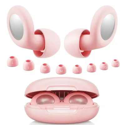 EURPMASK 耳栓 睡眠用 - 25dB ノイズキャンセリング みみせん | 超柔軟シリコン製 8個用イヤーチップ付属 | 睡眠 仕事 旅行 勉強 騒音 に適用 (ピンク)
