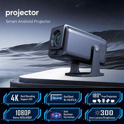 家庭用 プロジェクター ミニ 回転 ポータブル 高解像度 1080P 300ルーメン 100インチ スマート Android ホームシアター コンパクト 軽量 家庭 オフィス