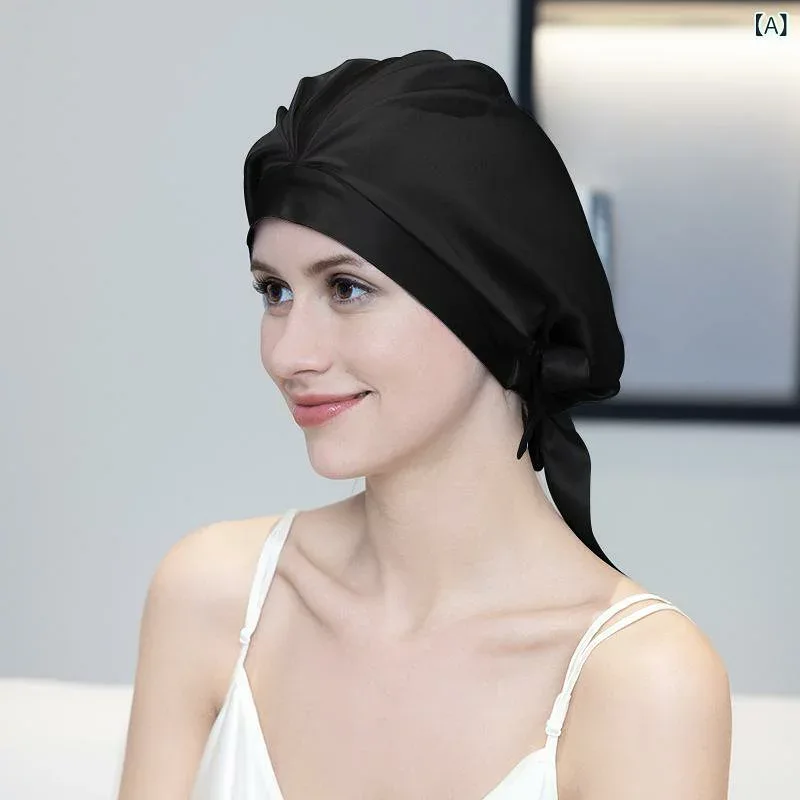 ヘアキャップ レディース 真絲 桑蚕絲 ヘアケア 髪 毛先 保護 吸水 速乾 タオル ドライ ヘアターバン ナイトキャップ 室内 ルームウェア 寝具 黒 グレー ピンク