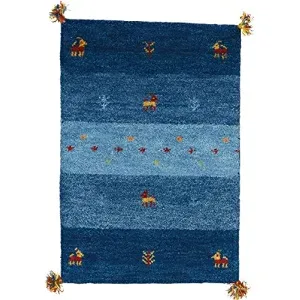 【新生活】ギャッベマット GABBEH D20 (60cm × 90cm) (ブルー)【取寄商品】【北海道・沖縄送料別】
