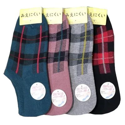【送料無料】 スニーカーソックス (チェック柄) (アソート) (23-25cm) (おまかせ3足セット)みっとめるへん社