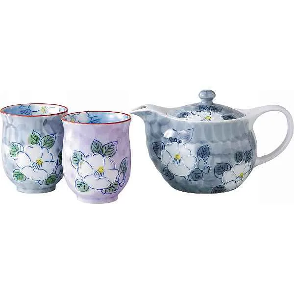 |波佐見焼 一珍山茶花 茶コシ付ポット茶の間揃|TG53−03 プレゼント お祝い 誕生日祝い 敬老の日 母の日 父の日 自家消費にも 西日本陶器