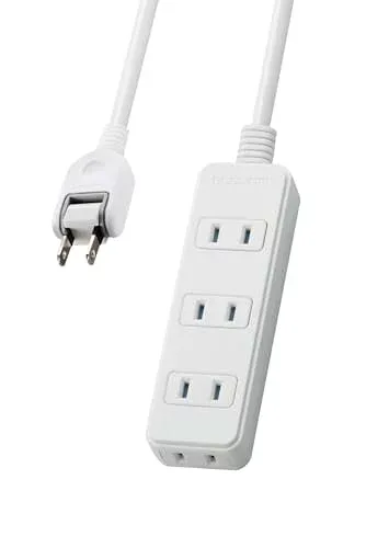 エレコム 電源タップ ほこり防止シャッター 4個口 2m ホワイト T-ST02N-2420WH 送料無料