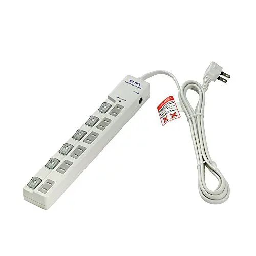 エルパ(ELPA) スイッチ付タップ 雷ガード コンセント 延長コード LED 上差し 6個口 2m ブレーカー WLS-LU620SB 送料無料