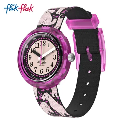 【公式】Flik Flak フリックフラック WOOF WOOF TIME ウーフ・ウーフ・タイム FPNP163 Swatch(スウォッチ) キッズ 腕時計 女の子 かわいい ブラック アナログ クオーツ 3気圧防水