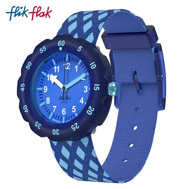 【公式】Flik Flak フリックフラック CRISS-CROSS クリス クロス FPSP076 Swatch(スウォッチ) キッズ 腕時計 男の子 ブルー アナログ クオーツ 3気圧防水