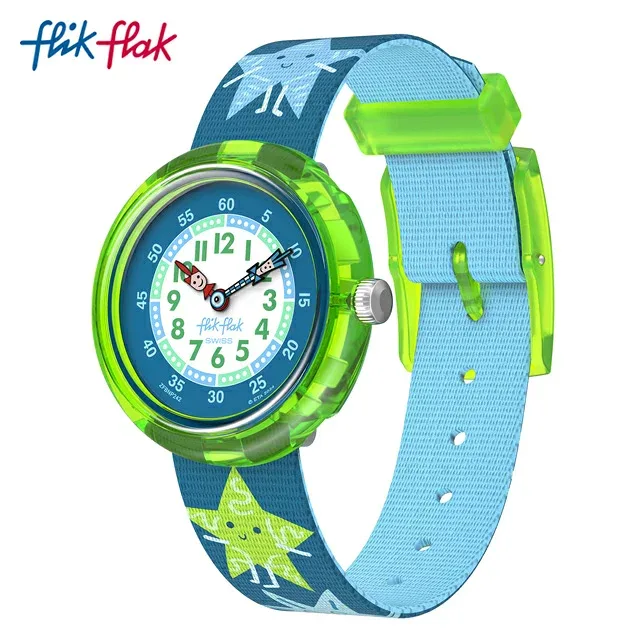 【公式】Flik Flak フリックフラック STARRY GLOW スターリー グロー FBNP242 Swatch(スウォッチ) キッズ 腕時計 男の子 グリーン アナログ クオーツ 3気圧防水