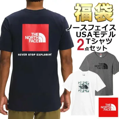 ノースフェイス Tシャツ 福袋 メンズ 2枚セット USAモデル 2枚組 THE North Face 半袖Tシャツ 2点セット まとめ買い お得 お楽しみ袋 送料無料 メンズ ブランド 福袋 2026 予約 2025 取寄 春 夏セット