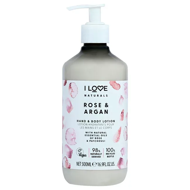 【正規品】【送料無料】 Naturals Hand and Body Lotion - Rose and Argan by I Love Cosmetics for Women - 16.9 oz Body Lotion