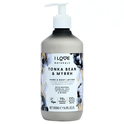 【正規品】【送料無料】 Naturals Hand and Body Lotion - Tonka Bean and Myrrh by I Love Cosmetics for Women - 16.9 oz Body Lotion