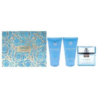 【正規品】【送料無料】 Versace Eau Fraiche by Versace for Men - 3 Pc Gift Set 1.7oz EDT Spray, 1.7oz Bath and Shower Gel, 1.7oz After Shave Balm