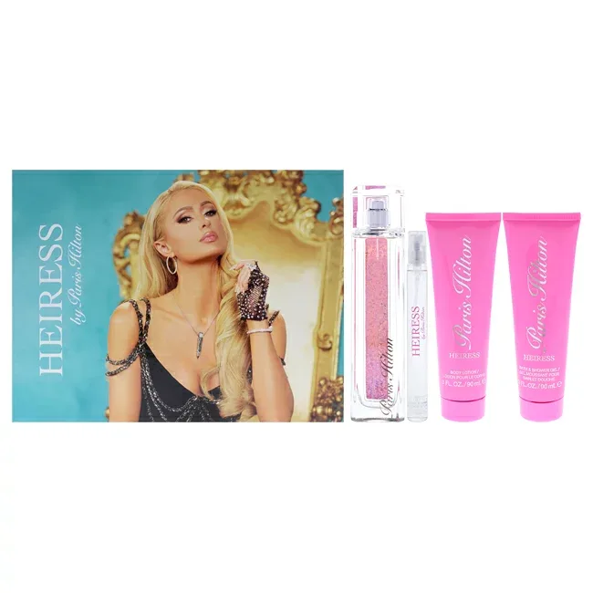 【正規品】【送料無料】 Heiress by Paris Hilton for Women - 4 Pc Gift Set 3.4oz EDP Spray, 0.34oz EDP Spray, 3oz Body Lotion, 3oz Bath and Shower Gel