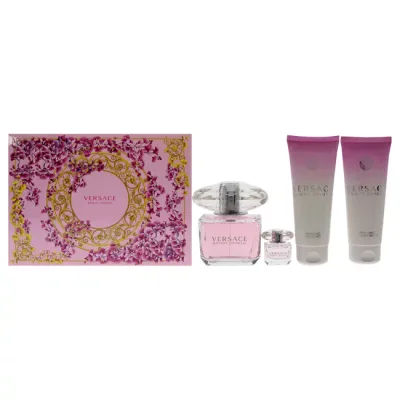 【正規品】【送料無料】 Versace Bright Crystal by Versace for Women - 4 Pc Gift Set 3oz EDT Spray, 3.4oz Perfumed Body Lotion, 3.4oz Perfumed Bath and Shower Gel, 5ml EDT Splash Mini