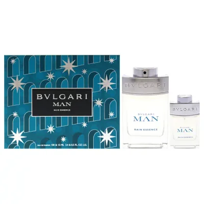 【正規品】【送料無料】 Bvlgari Man Rain Essence by Bvlgari for Men - 2 Pc Gift Set 3.3oz EDP Spray, 0.5oz EDP Spray