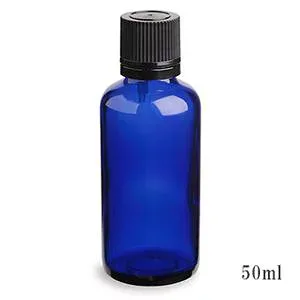 スタンダードタイプ遮光瓶(ブルー)黒キャップ50ml (アルコール、エタノール対応)