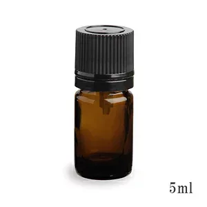 スタンダードタイプ遮光瓶(茶色)黒キャップ5ml (アルコール、エタノール対応)10本セット 10%割引バルク販売(ドロッパー付きセイフティーキャップ)