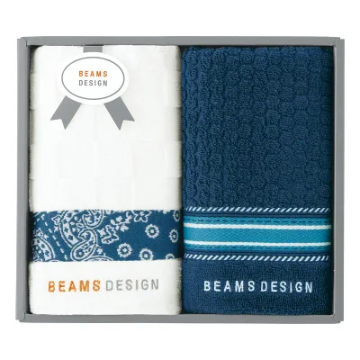 BEAMS DESIGN チェッカーバンダナ フェイスタオル2P ネイビーブルー 51-3139200NB (-C7049-046-) | 内祝い ギフト 出産内祝い 引き出物 結婚内祝い 快気祝い お返し 志