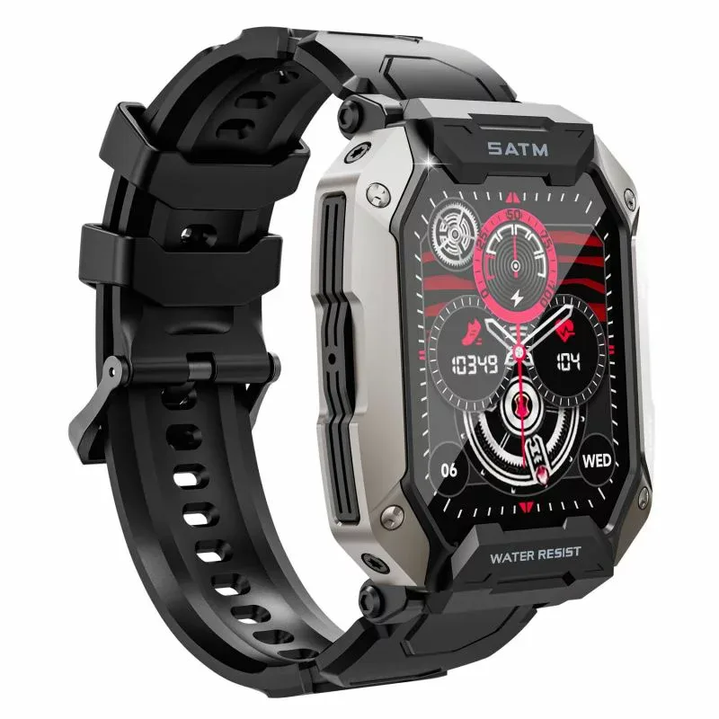 2025アウトドアスマートウォッチ,1.71インチスクリーン,Bluetooth5.0,頑丈金属製時計,50メートル防水スマートブレスレット,smart watch,24種類の運動モード,リモコン写真SMS/Twitter/WhatsApp/Line/Gmail通知,着信表示,iphone&アンドロイド対応,贈り物プレゼントギフト