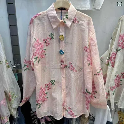 ブラウス レディース 長袖 シャツ 春夏 刺繍 薄手 ゆったり 体型カバー 大きいサイズ 花柄 立体デザイン 刺繍ブラウス カジュアル トップス 紫外線対策 日焼け防止 日除け 通勤 通学 お出かけ 重ね着 羽織り 着痩せ ナチュラル 抜け感 シンプル
