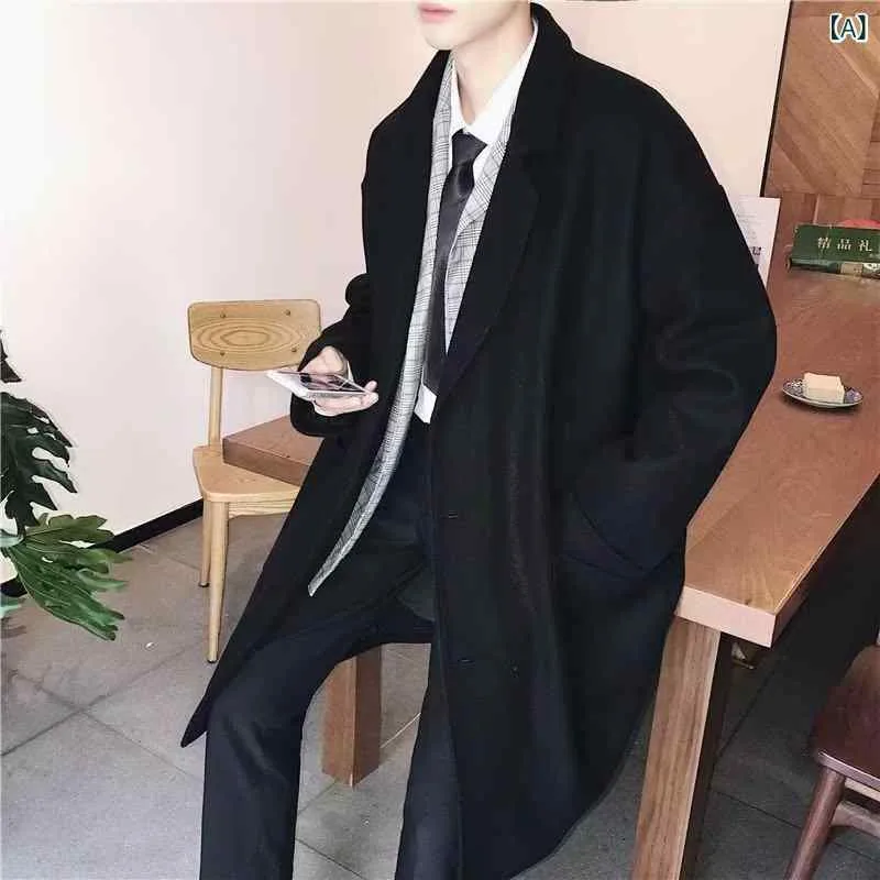 チェスターコート メンズ アウター ロング丈 膝丈 黒 ブラック 秋服 冬服 秋冬 暖かい 防寒 防風 厚手 ゆったり 大きいサイズ 体型カバー 着痩せ お腹周り 対策 上着 ロングコート ピーコート ビジネス 通勤 通学 普段使い カジュアル きれいめ