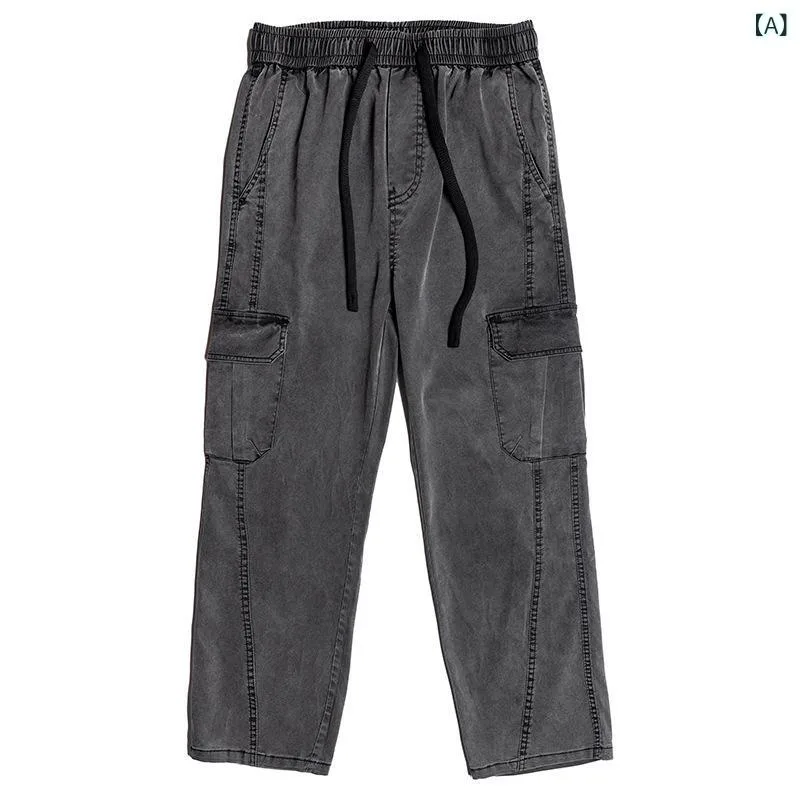 パンツ 男性用 メンズ ズボン カジュアルパンツ カーゴパンツ ワークパンツ ボトムス 日系 レトロ ウォッシュ加工 ストレート ワイドパンツ 多ポケット ゆったり 大きいサイズ 体型カバー 着痩せ お腹周り カバー 通勤用 アウトドア 普段使い コット
