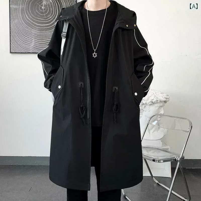 コート メンズ アウター ジャケット 男性用 ジャンパー フード付き ロング丈 ミドル丈 韓国風 ゆったり ビッグシルエット 無地 カジュアル 防寒 防風 秋冬物 大きいサイズ 体型カバー 着痩せ お腹周りカバー 二の腕カバー 通勤用 普段使い アウトド