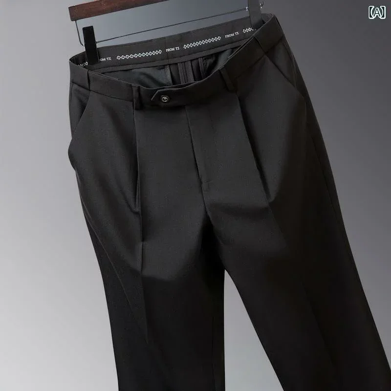 パンツ 男性用 カジュアル 春夏 ストレート スラックス 伸縮性 四面弾性 テーパードパンツ ウエストゴム 青年用 薄手 形態安定 ビジネスパンツ 大きいサイズ ゆったり 体型カバー 着痩せ お腹周りカバー 仕事着 普段使い 通勤用 スラックスパンツ ス