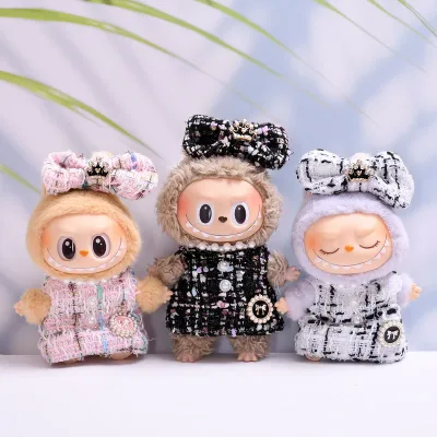 labubu キーホルダー ぬいぐるみ 服 ラブブのぬいぐるみ 適用 着せ替え コスチューム 洋服 リボン 2点セット 人気のラブブのコスチューム プレゼント