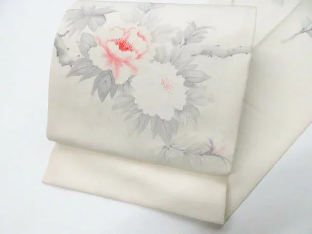 【中古】リサイクル着物 九寸名古屋帯 花 お太鼓柄 開き仕立て 正絹 kyo8b01-92【リサイクル】宝の山