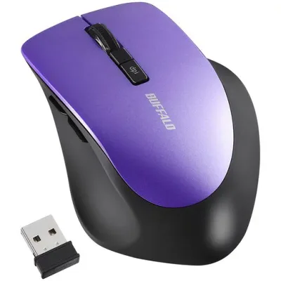 バッファロー マウス ワイヤレス 静音 5ボタン dpi切替 BlueLED パープル BSMBW325PU
