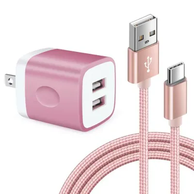 Viviber Andriod 充電器 PSE認証済 タイプC 急速充電ケーブル 1本付き【0.9M】USB2ポート軽量 コンパクト