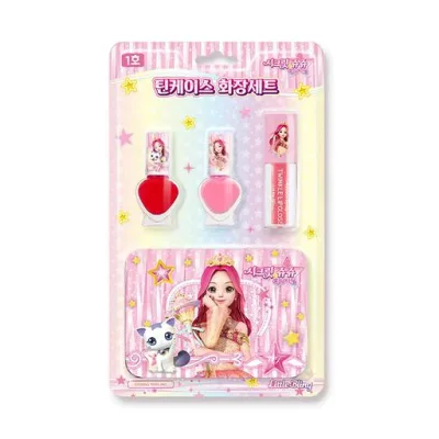 リトルブリング ティンケースメイクアップセット Secret Jouju キッズコスメ 4才以上 子供用 女の子 プリンセス メイクセット 誕生日 (RED&PINK)