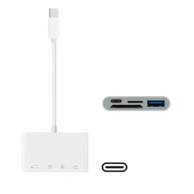 【2025最新型】4in1 タイプc カードリーダー SD/microSD/USB-A/USB-C 三機能ポート搭載(充電+転送+音声) OTG対応