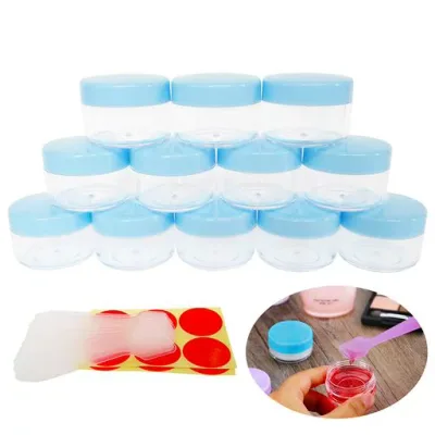 Wopanxye 12個セット 15ml 化粧品小分けケース クリームケース リップクリーム 化粧品用小分け容器 詰め替え容器 旅行 小物用収納ボ 便利グッズ クリーム用容器 透明収納ケース ブルーい蓋付…