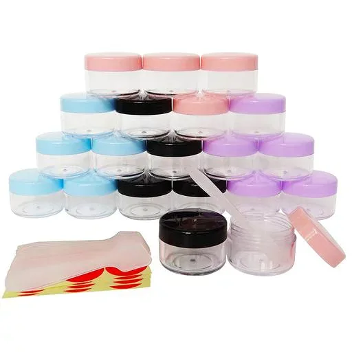 Wopanxye 20個セット 15ml クリーム用容器 ジャー 化粧品 詰替え容器 小分け 手作り化粧品材料 小分け丸ケース リップクリーム ペイント 手作りコスメ材料 15グラム 詰め替え可能な容器 多色